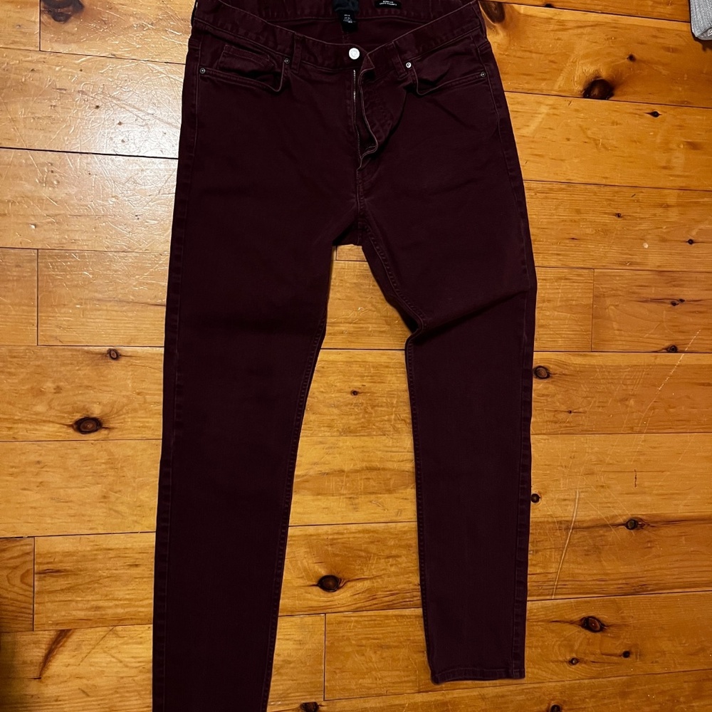 Mens Burgundy Jeans